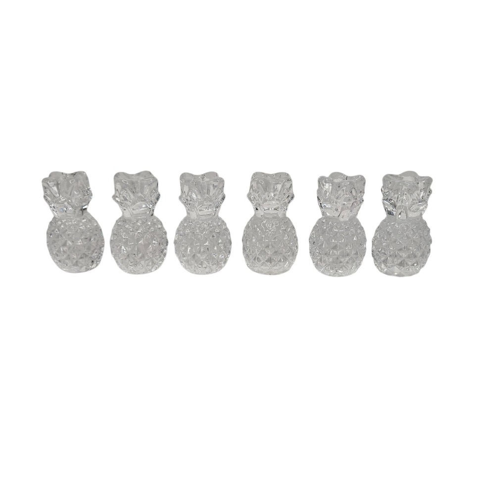 Williams Sonoma Pineapple 6 Small Crystal Taper Candle Holders, Candlesticks